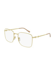 Gucci Full-Rim Rectangular Gold Eyeglasses Unisex, Clear Lens, GG0951O 001 57, 57/19/145