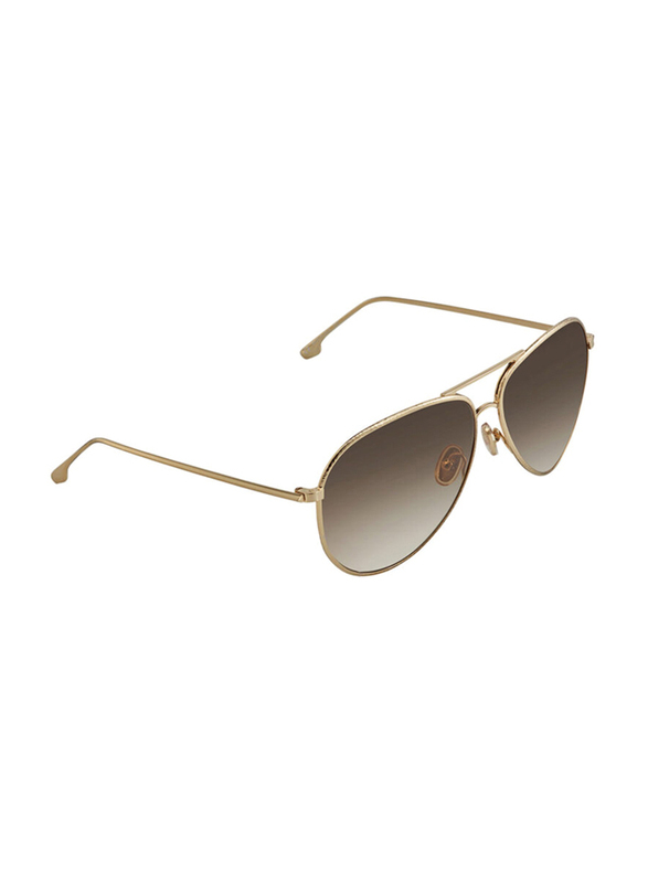 Victoria Beckham Full-Rim Pilot Gold Sunglasses for Women, Brown Lens, VB203S 701, 62/13/140