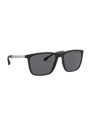 Emporio Armani Full-Rim Rectangle Black Sunglasses for Men, Grey Lens, EA4150 506387, 59/18/145