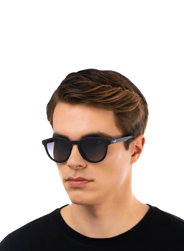 Police Ocean 2 Polarized Full-Rim Phantos Shiny Transparent Blue Sunglasses for Men, Brown Lens, SPLF16 6G5P, 51/22/140