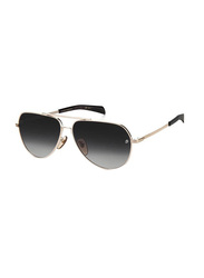 David Beckham Full-Rim Pilot Gold Sunglasses for Men, Grey Lens, DB7031/S 06J609O, 60/13/145