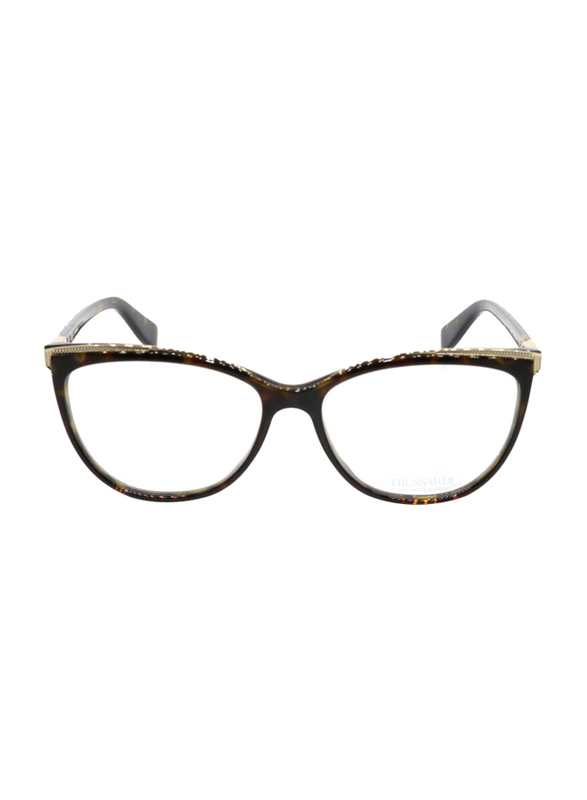 Trussardi Full-Rim Cat Eye Havana Eyewear for Women, Transparent Lens, VTR387 550722, 54/16/140