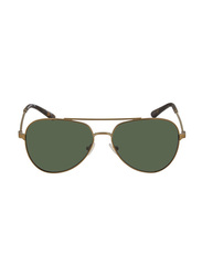 Brooks Brother Polarized Full-Rim Pilot Gold Sunglasses For Men, Green Lens, 0BB4056 15