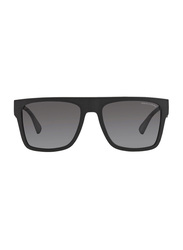 Armani Exchange Polarized Full-Rim Rectangular Matte Black Sunglasses For Men, Grey Gradient Lens, 0AX4113S 8078T3, 55/18/145