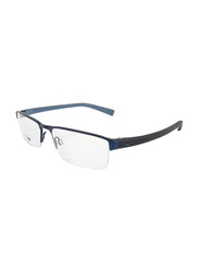 Nike Half-Rim Rectangular Blue Eyewear Frames Unisex, Mirrored Clear Lens, NIKE8097 400