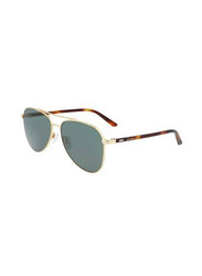 Calvin Klein Full-Rim Pilot Satin Gold Sunglasses Unisex, Green Lens, CK21306S 718, 58/15/140