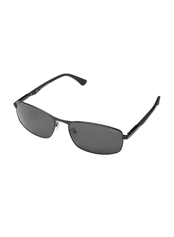 Police Full-Rim Rectangle Black Sunglasses, Black Lens, SPLA30M 0700, 54/17/145