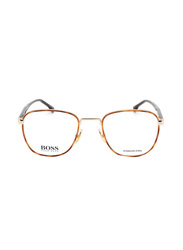 Hugo Boss Full-Rim Rectangle Gold Eyewear Frames Unisex, Mirrored Clear Lens, 1043 4IN