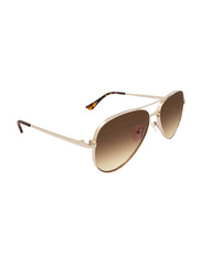 Kenneth Cole Full-Rim Pilot Gold Sunglasses for Men, Gradient Brown Lens, KC2829 32F, 58/14/145