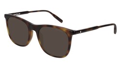 Mont Blanc Full-Rim Square Havana Sunglasses for Men, Brown Lens, MB0008S-002, 53/16/140