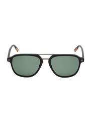 Ermenegildo Zegna Full-Rim Pilot Black Sunglasses for Men, Green Lens, EZ0159-D 01R