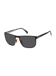 David Beckham Polarized Full-Rim Square Black Sunglasses for Men, Grey Lens, DB1061/S 00358M9, 58/17/145