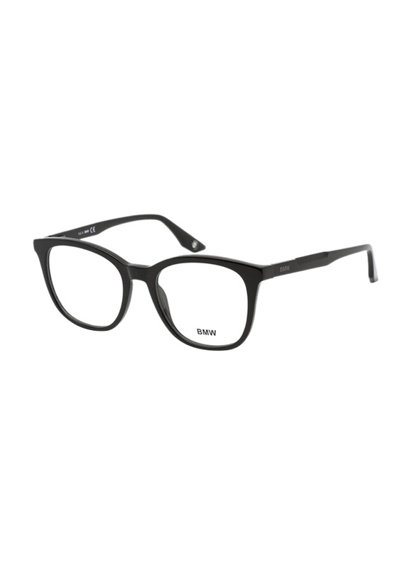 BMW Full-Rim Oval Shiny Black Eyewear Frames For Men, Mirrored Clear Lens, BW5008 001
