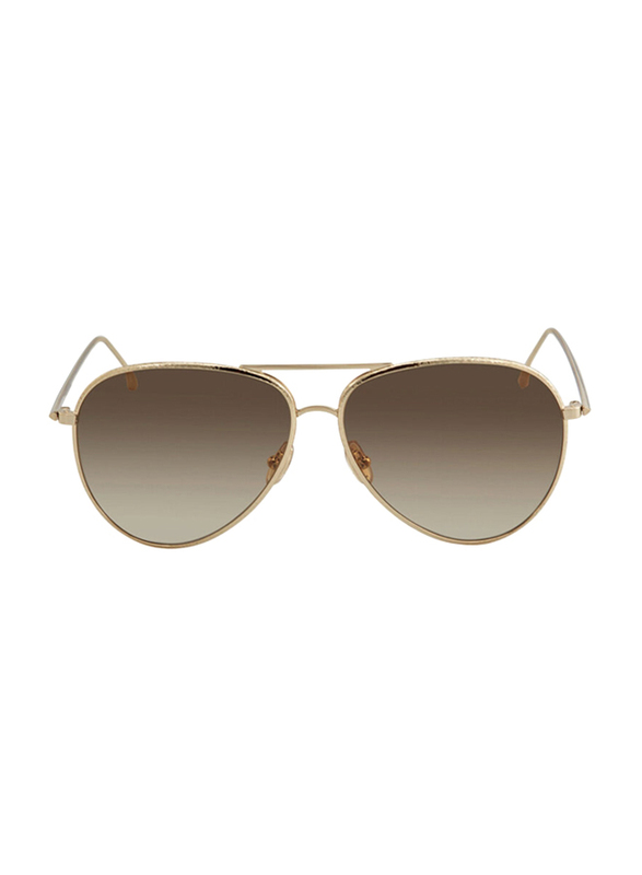 Victoria Beckham Full-Rim Pilot Gold Sunglasses for Women, Brown Lens, VB203S 701, 62/13/140