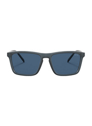 Arnette Polarized Full-Rim Square Matte Transparent Blue Sunglasses For Men, Dark Blue Lens, AN4283 265855, 56/18/140