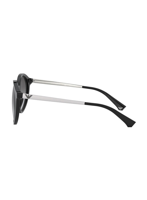 Emporio Armani Full-Rim Round Black Sunglasses for Women, Black/Gradient Gray Lens, 0EA4134 501711, 53/20/140