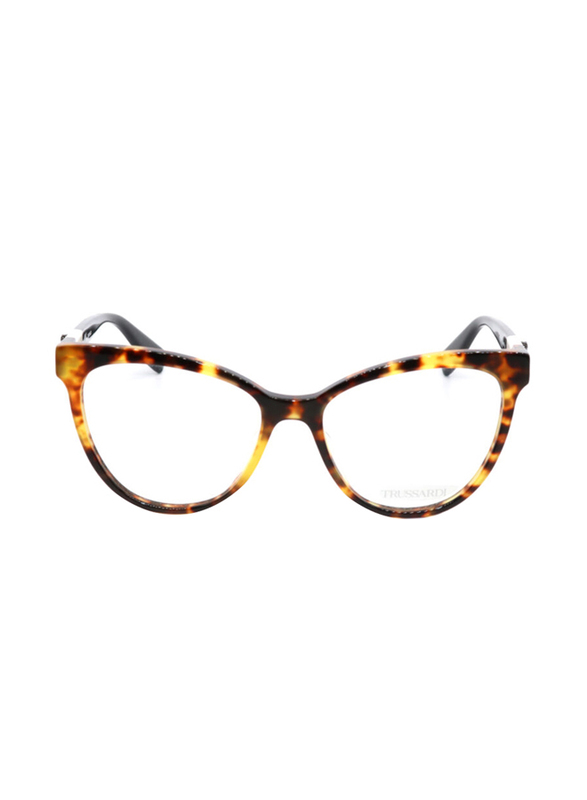 Trussardi Full-Rim Cat Eye Havana Eyewear for Women, Transparent Lens, VTR388 530960