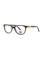 Harley Davidson Full-Rim Rectangular Brown Eyeglass Frames for Women, Transparent Lens, HD0554 048, 51/16/140