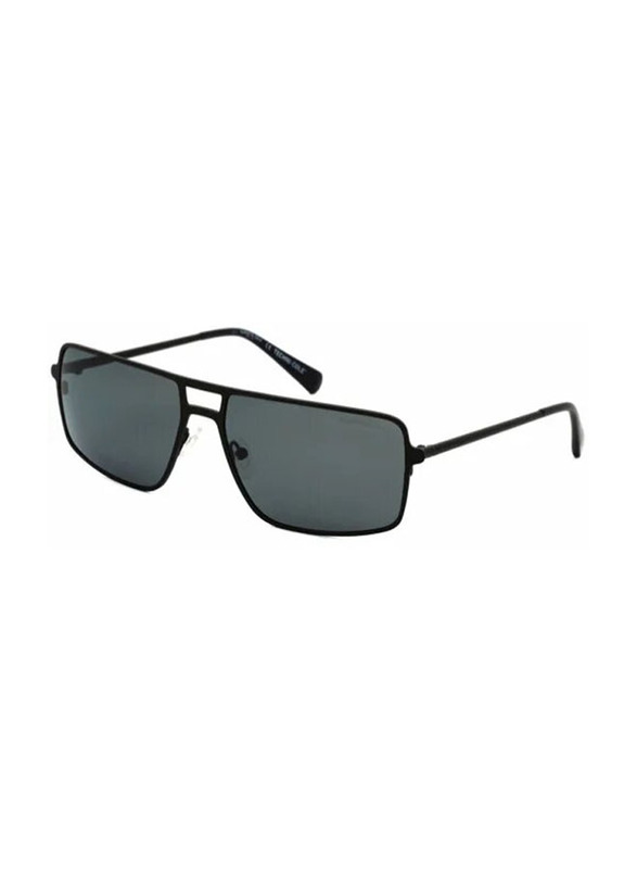 Kenneth Cole Polarized Full-Rim Rectangular Matte Black Sunglasses for Men, Smoke Lens, KC7254 02D, 61/15/140