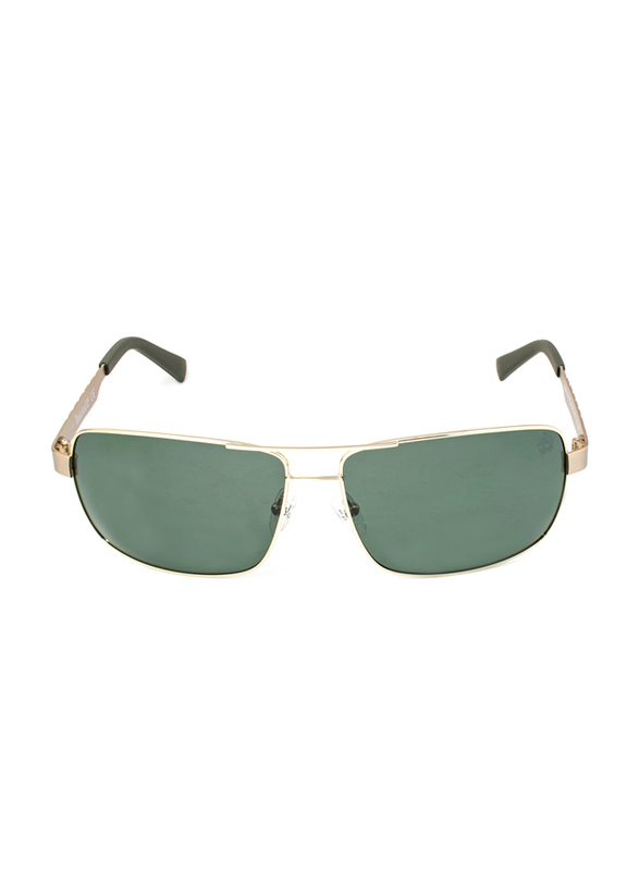 Timberland Polarized Full-Rim Pilot Shiny Gold Sunglasses for Men, Green Lens, TB9225 32R, 65/14/130