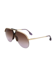 Victoria Beckham Full-Rim Pilot Gold Sunglasses for Women, Brown Lens, VB222S 710, 65/14/140