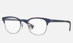 Ray-Ban Full-Rim Clubmaster Polished Blue Eyeglass Frames Unisex, Clear Lens, 0RX6317 2863, 51/20/145