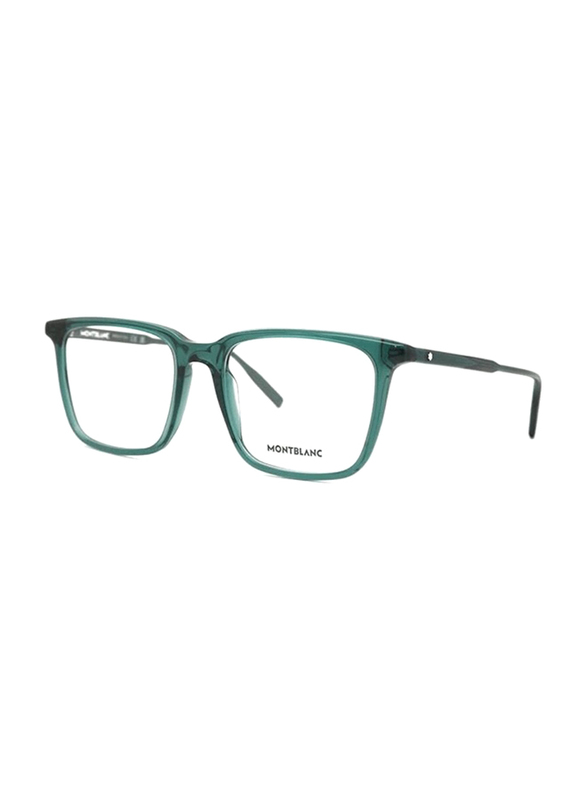 Mont Blanc Full-Rim Square Green Eyewear Frames For Men, Mirrored Clear Lens, MB0011O 007