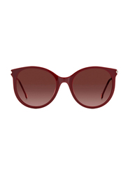 Carolina Herrera Full-Rim Round Burgundy Sunglasses for Women, Pink Lens, CH0024/S LHF/3X, 55/21/145