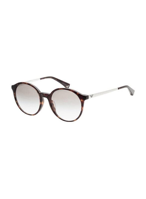 Emporio Armani Full-Rim Round Havana Sunglasses for Women, Gradient Lens, 0EA4134F 50268E, 53/20/140