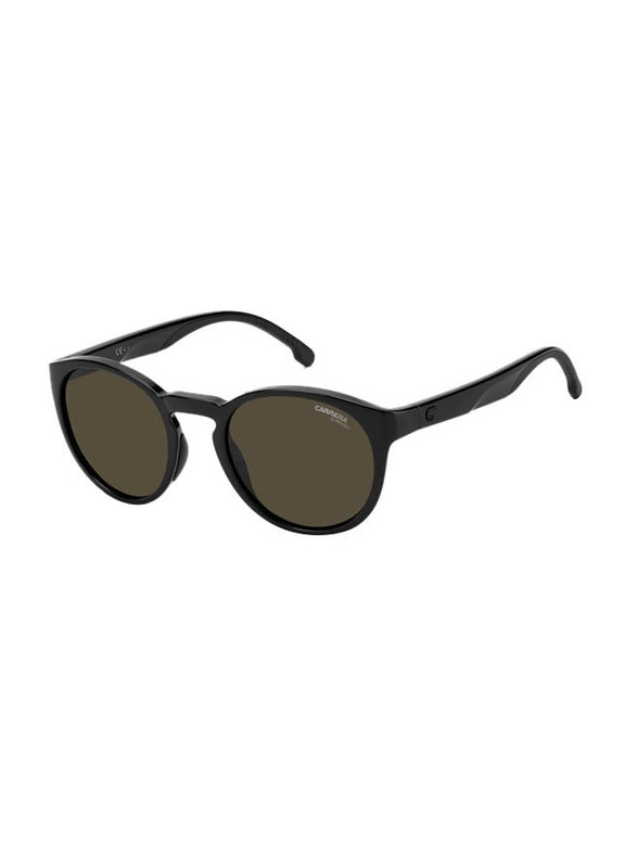 Carrera Polarized Full-Rim Round Black Sunglasses for Men, Brown Lens, CA8056/S 8075170, 51/22/140
