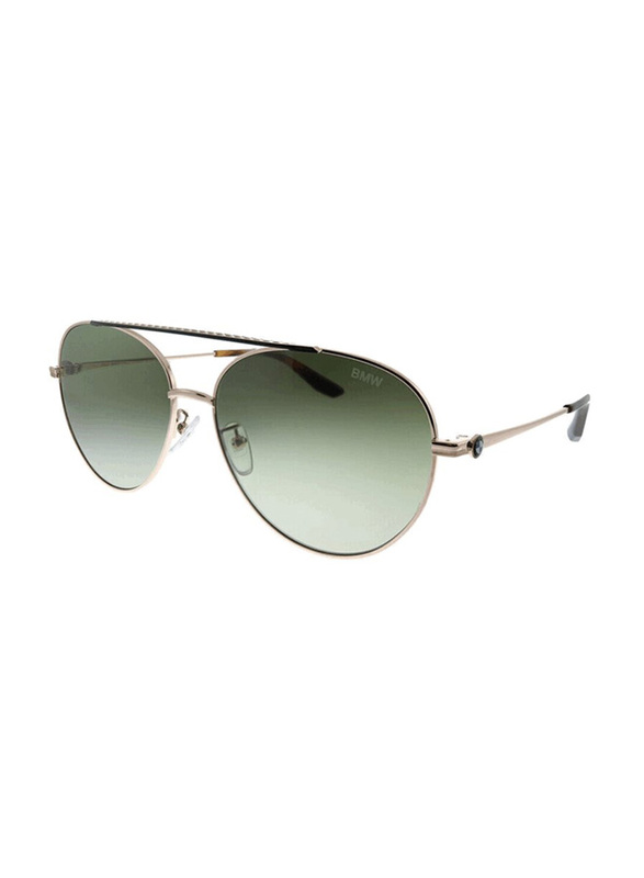 BMW Polarized Full-Rim Pilot Grey Sunglasses For Men, Green Lens, BW0006 28P