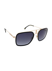 Carrera Full-Rim Pilot Black/Gold Sunglasses Unisex, Dark Grey Gradient Lens, 1027/S 0RHL 9O, 59/20/145