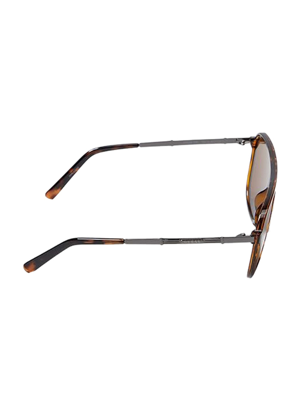 Guess Full-Rim Pilot Dark Havana Sunglasses for Men, Brown Lens, GF5099 52E