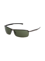 Police Half-Rim Rectangle Grey Sunglasses for Men, Green Lens, S2869 0568