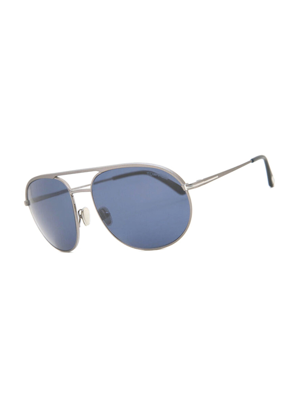 Tom Ford Full-Rim Pilot Gunmetal Sunglasses for Men, Mirrored Blue Lens, FT0772 13V, 59/17/140