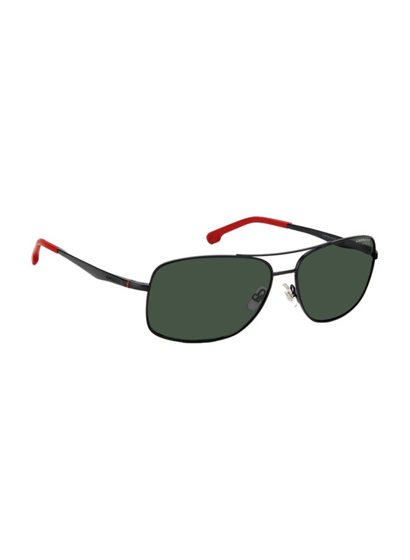 Carrera Full-Rim Rectangle Matte Black Sunglasses for Men, Green Lens, CA8040/S 00360QT, 60/15/135