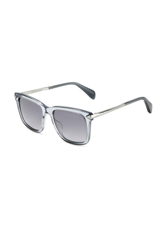 Rag and Bone Polarized Full-Rim Oval Transparent Grey Sunglasses For Men, Gradient Grey Lens, RNB5044/S KB7539O, 53/19/145