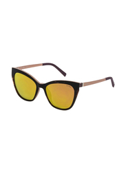 Sting Full-Rim Cat Eye Black/Gold Sunglasses Unisex, Yellow Lens, SST380 ALFP, 52/17/135