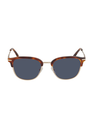 Lacoste Full-Rim Light Gold Square Sunglasses for Men, Blue Lens, L106SND 718, 52/20/145