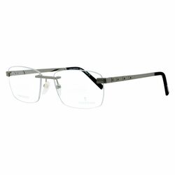 Philippe Charriol Rimless Square Silver Eyeglass Frame for Men, Clear Lens, PC75032 C05, 58/18/140