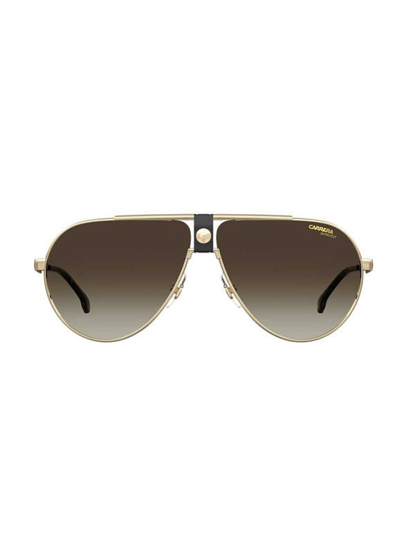 Carrera Full-Rim Pilot Gold Sunglasses for Men, Brown Lens, CA1033/S 203370 J5G HA, 63/11/140