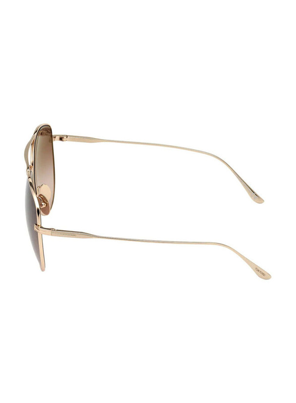Tom Ford Full-Rim Pilot Rose Gold Sunglasses for Men, Gradient Brown Lens, FT0784-D 28F, 59/15/135