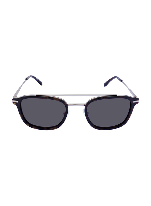 Lacoste Full-Rim Silver Havana Rectangular Sunglasses for Men, Dark Grey Lens, L608SND 040, 52/21/145