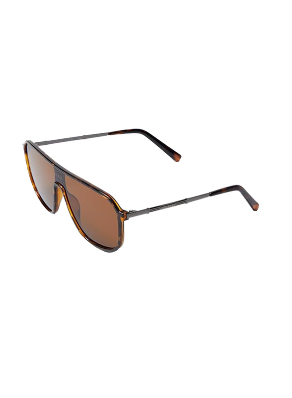 Guess Full-Rim Pilot Dark Havana Sunglasses for Men, Brown Lens, GF5099 52E