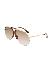 Victoria Beckham Full-Rim Pilot Gold Sunglasses for Women, Brown Lens, VB222S 702, 65/14/140