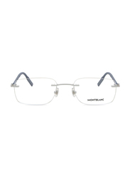 Mont Blanc Rimless Rectangular Silver Eyewear Frames For Men, Mirrored Clear Lens, MB0221O-013, 55/20/145
