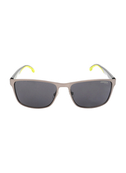 Carrera Full-Rim Rectangle Matte Ruthenium Grey Sunglasses Unisex, Grey Lens, CA2037T/S R8055IR, 55/16/145