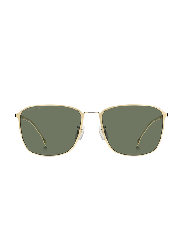 Hugo Boss Full-Rim Square Gold Sunglasses for Men, Green Lens, 1405/F/SK 0J5G QT, 59/18/145