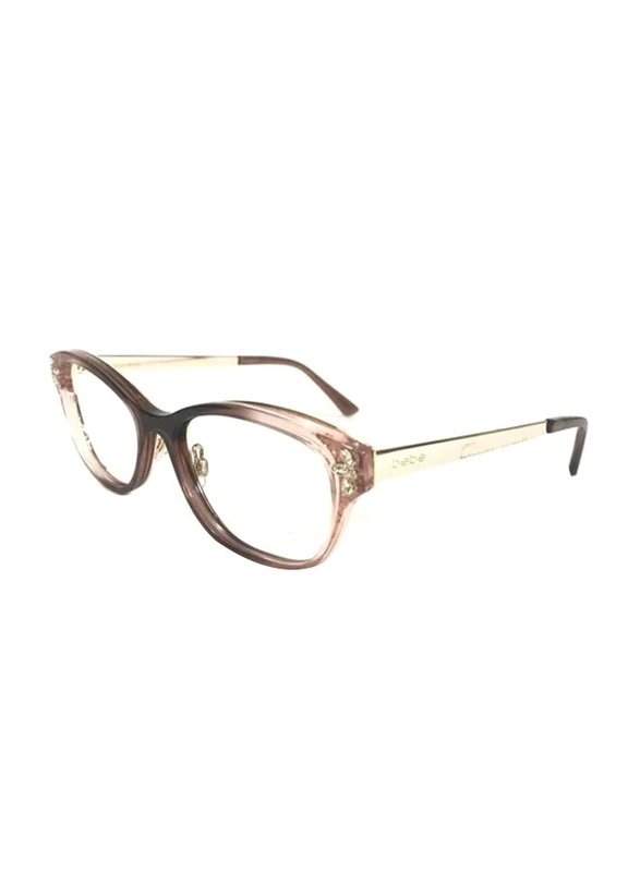 Bebe Full-Rim Square Antique Gold Eyewear Frames For Women, Mirrored Clear Lens, BB5168