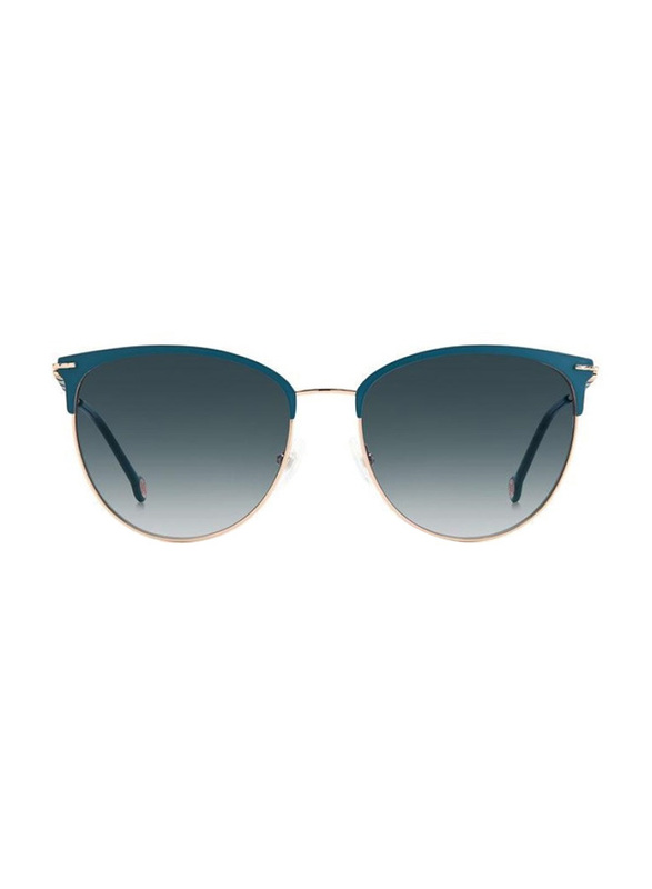 Carolina Herrera Full-Rim Square Gold/Green/Blue Sunglasses for Women, Gradient Dark Green Lens, 0037/S 0PEF 08, 58/18/145